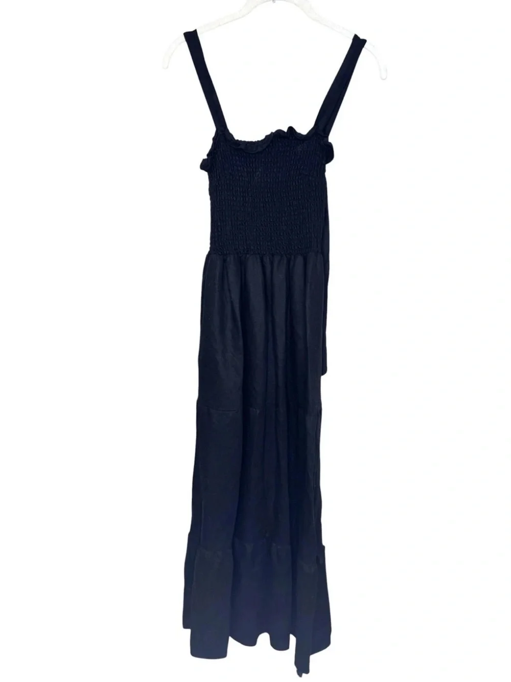VETTA Black Smocked Tiered Maxi Skirt